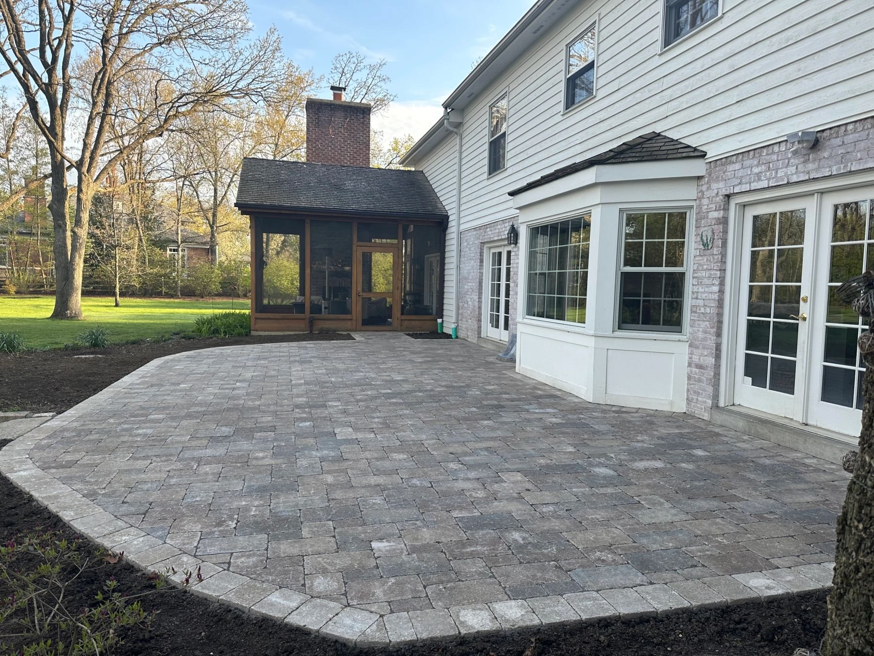 Completed masonry patio